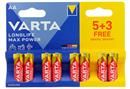AA / LR6 Varta Max Power Longlife batteri (8stk)